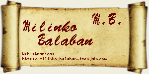 Milinko Balaban vizit kartica